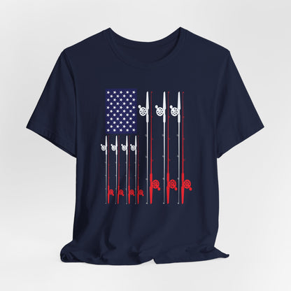 American Flag Fishing Rods T-Shirt — Patriotic Angler Tee