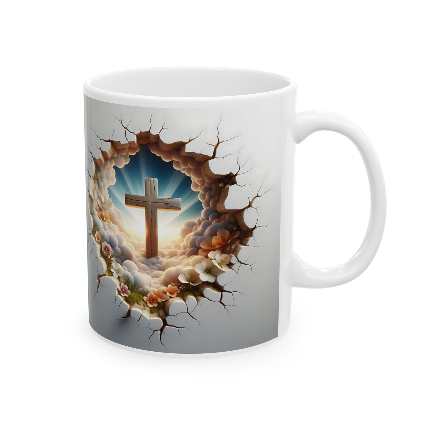 The Cross in Heavenly Clouds, Ceramic Mug, 11oz, 15oz