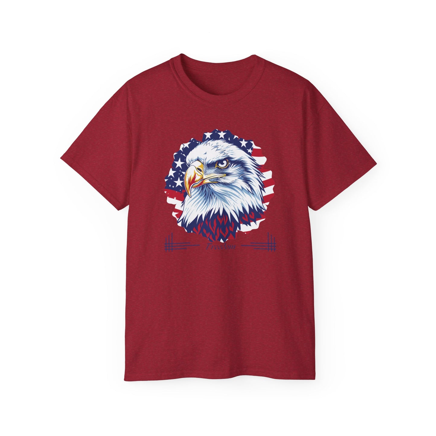 Freedom, Bald Eagle and American Flag, Cotton T-Shirt