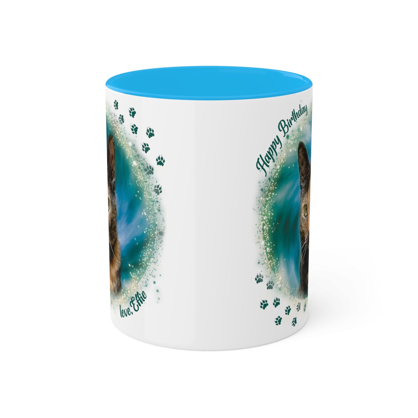 Emarald Green Teal Blue Tie Dye Pet Photo and Name Mug