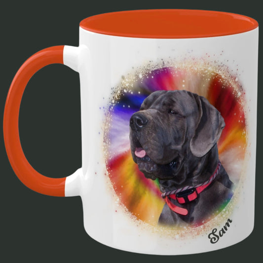 Personalized Pet Coffee Mug, Deep Burst Tie Dye Pet, Photo and Name Mug