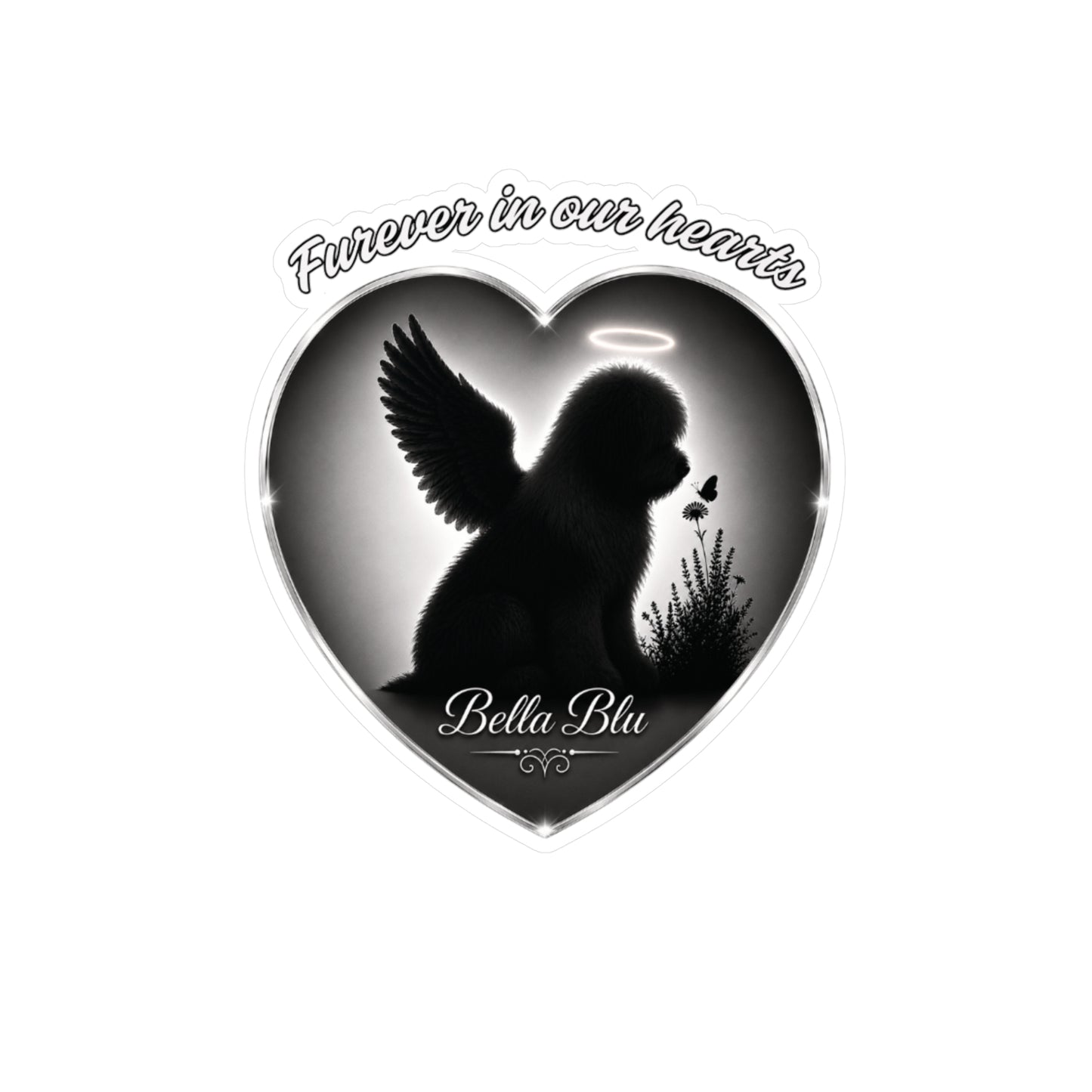 Old English Sheepdog Memorial Angel Heart Decal — (Personalizable)