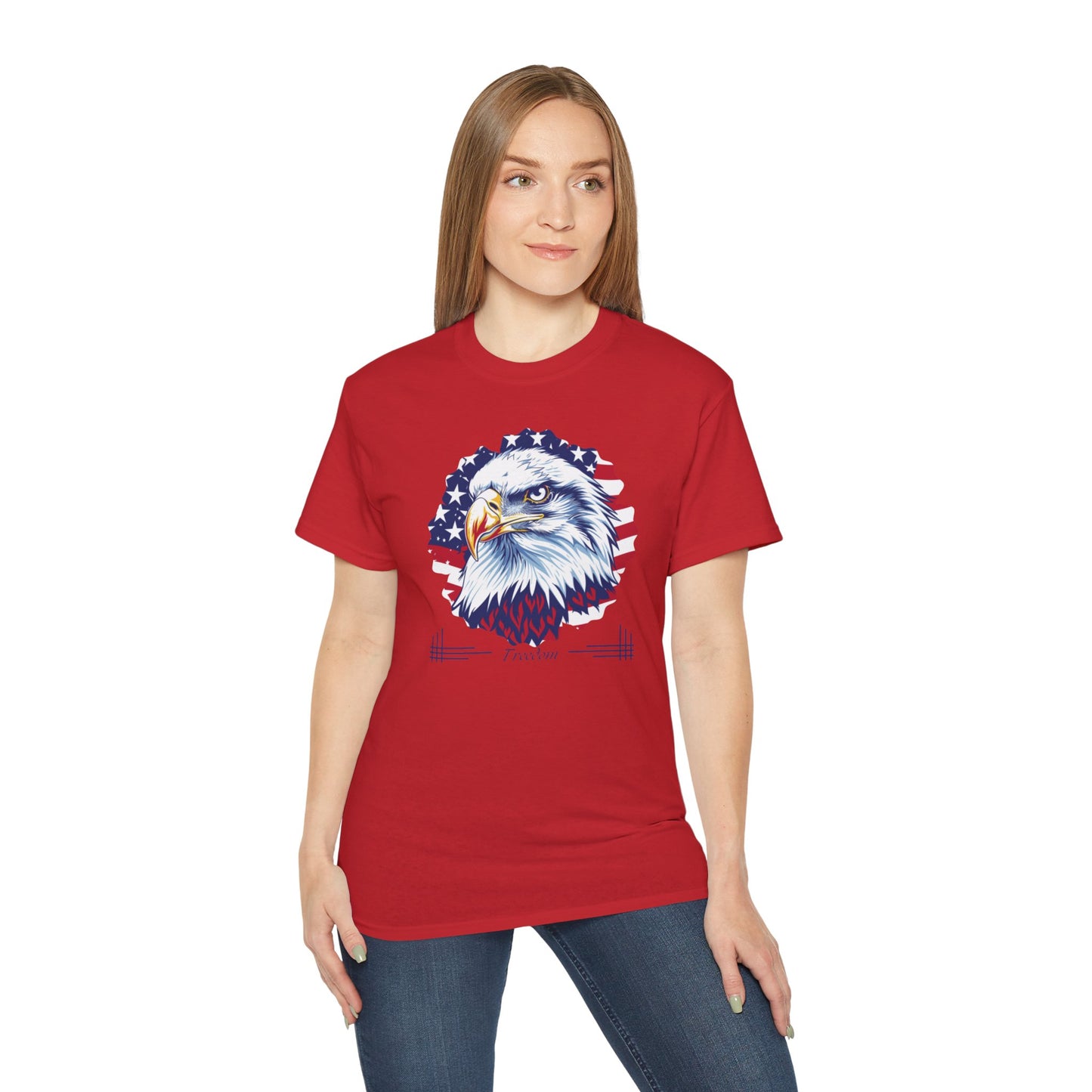 Freedom, Bald Eagle and American Flag, Cotton T-Shirt