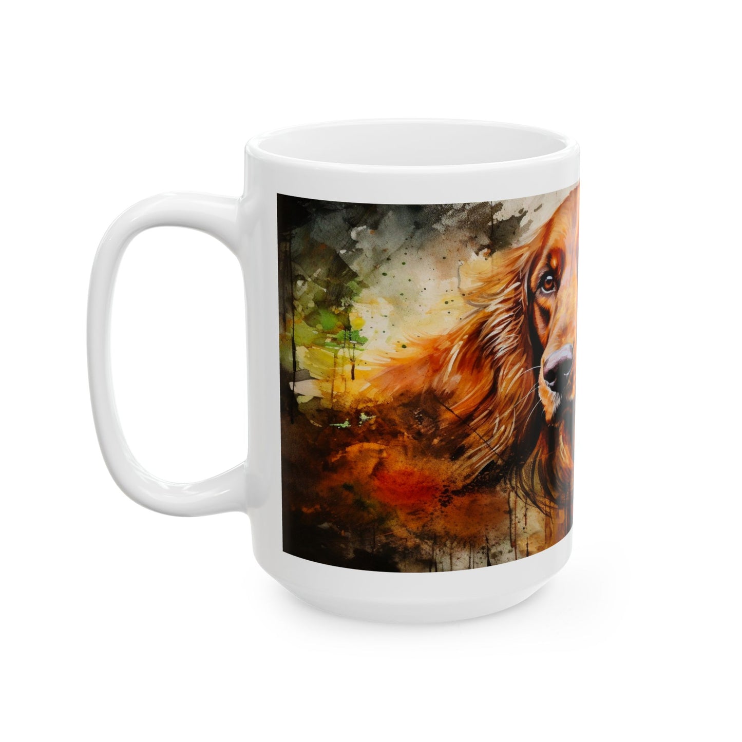 Irish Setter Ceramic Mug — Watercolor Portrait, Irish Setter Coffee Cup (11oz & 15oz)