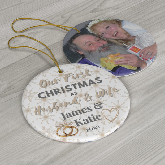 First Christmas, Husband and Wife, Customized Photo and Name