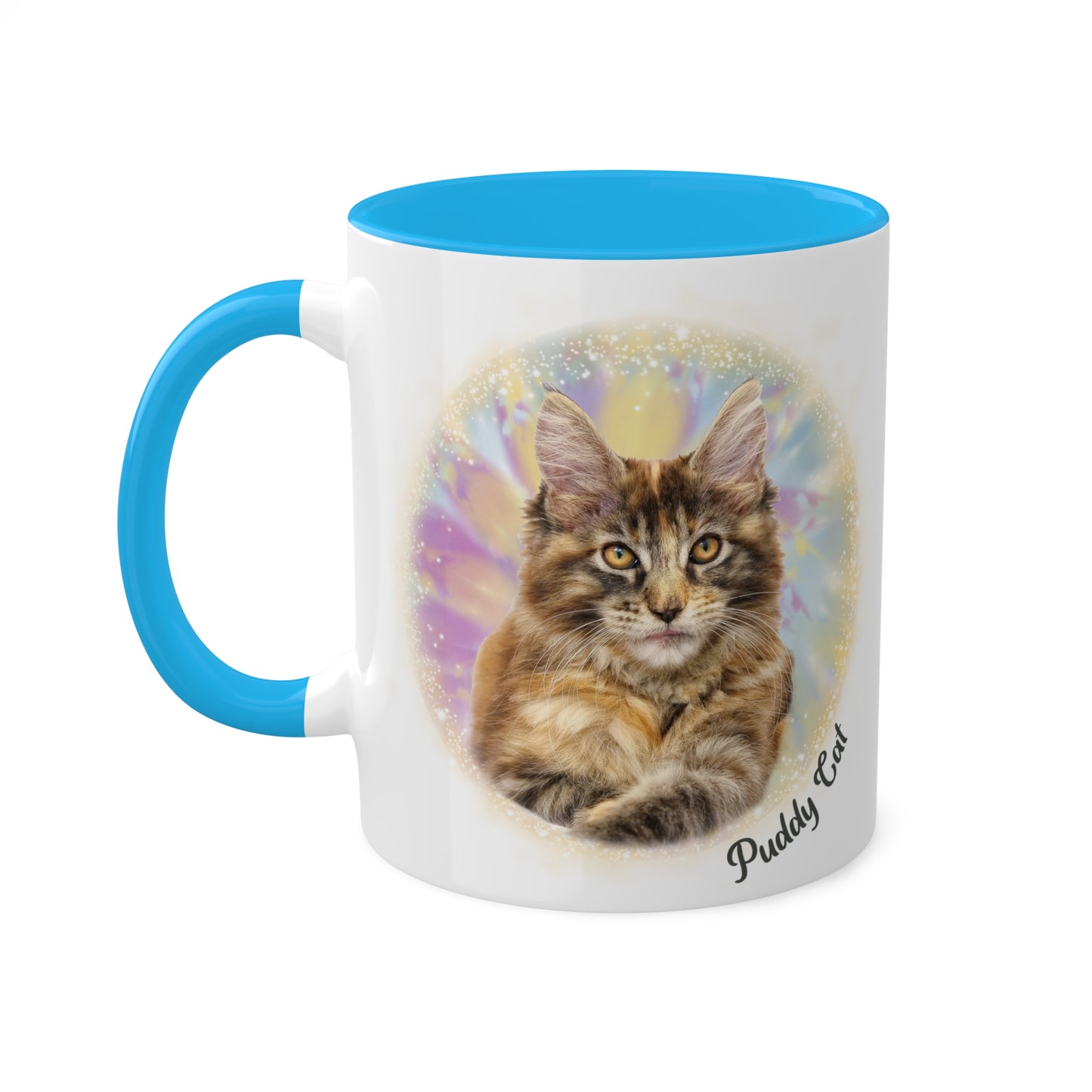 Pastel Tie Dye Pet Photo and Name Mug