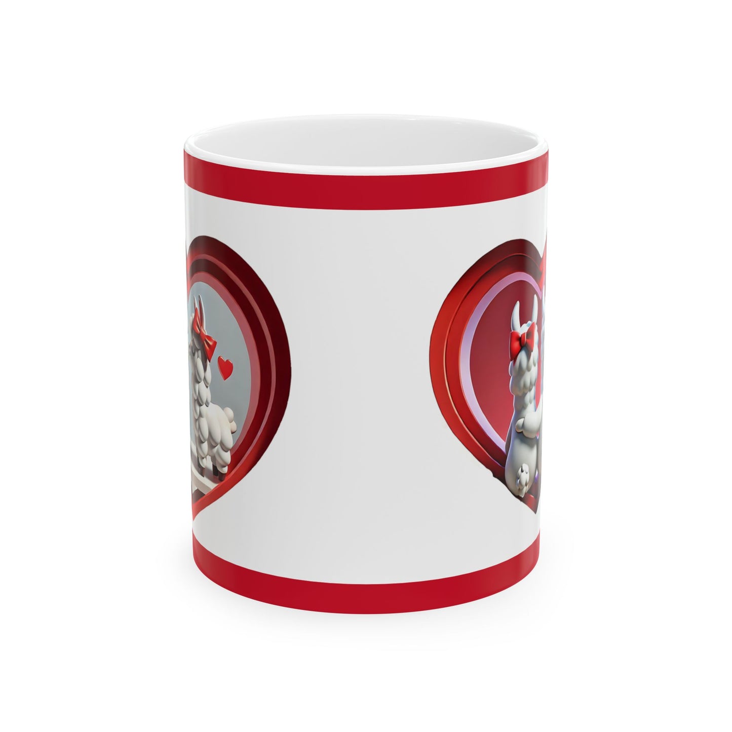 Valentine Llama Ceramic Mug – Cute Heart Love Coffee Cup (11oz, 15oz)