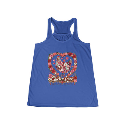 Chicken Lover Floral Heart Tank Top — Women's Racerback Summer Shirt