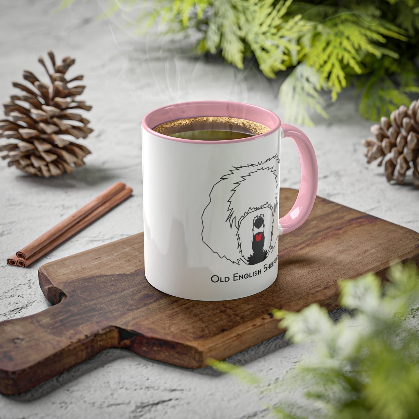 Red Tongue Old English Sheepdog Coffee Mug