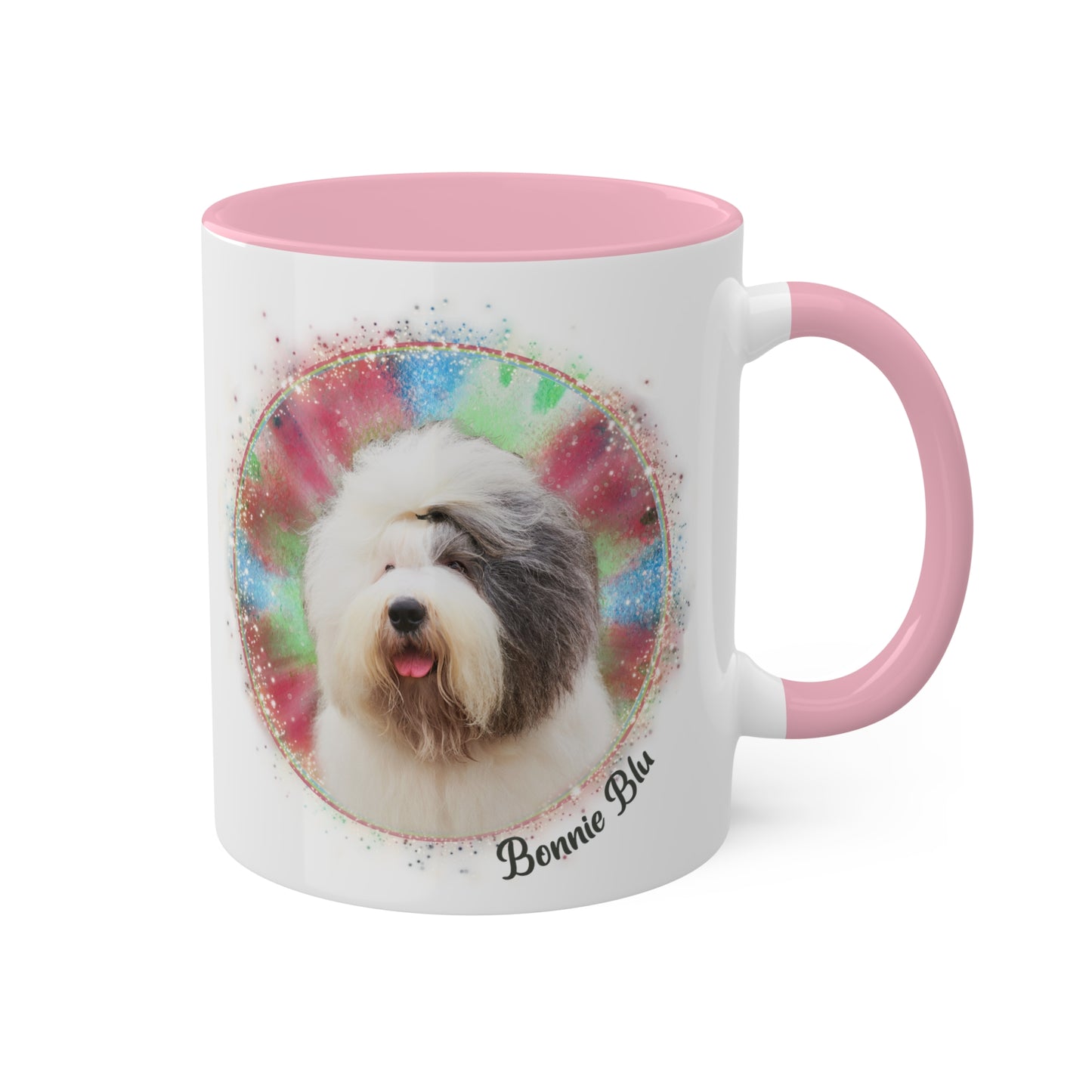 Colorful Tie Dye Pet Photo and Name Mug