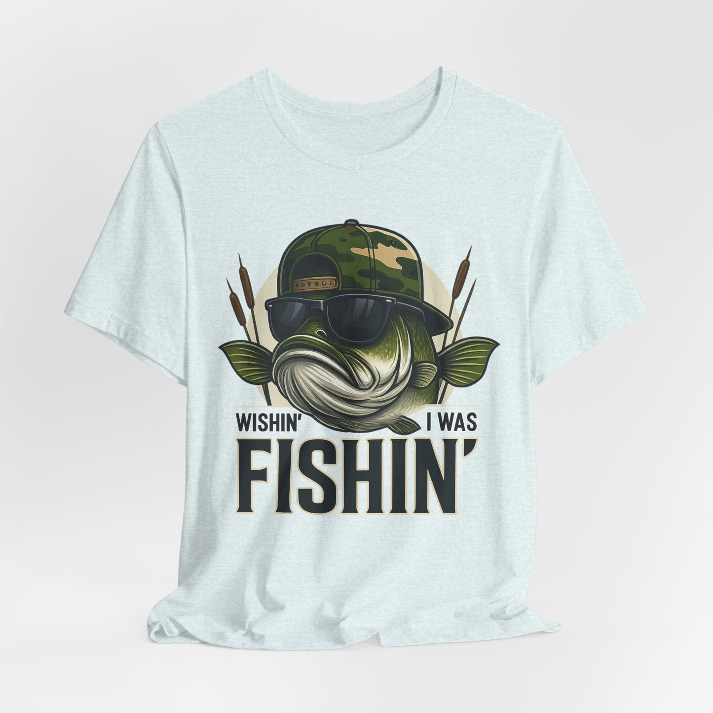 Wishin' I Was Fishin' T-Shirt — Funny Bass Fishing Tee for Anglers