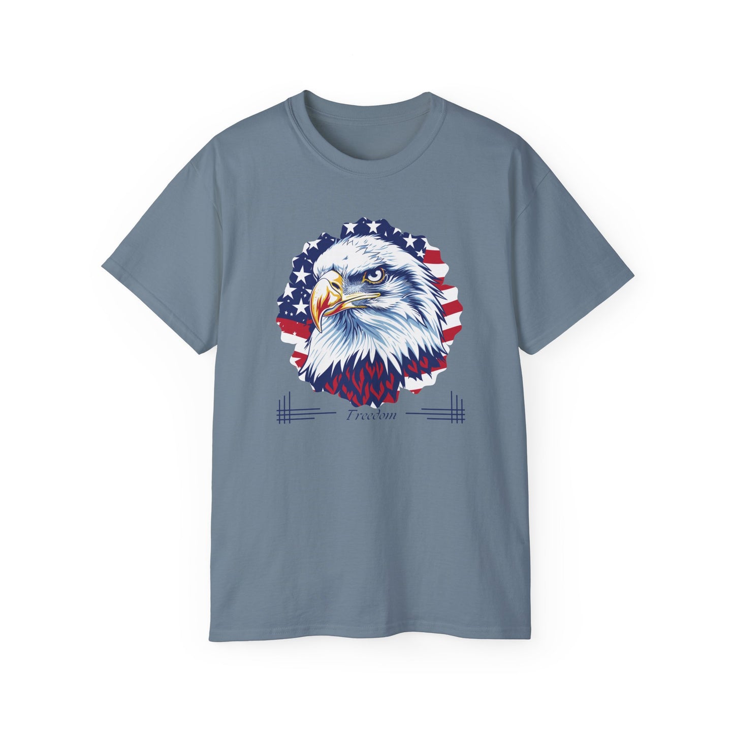 Freedom, Bald Eagle and American Flag, Cotton T-Shirt