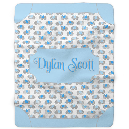 Elephants Blue and Gray, Personalized