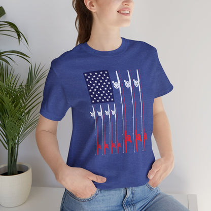 American Flag Fishing Rods T-Shirt — Patriotic Angler Tee