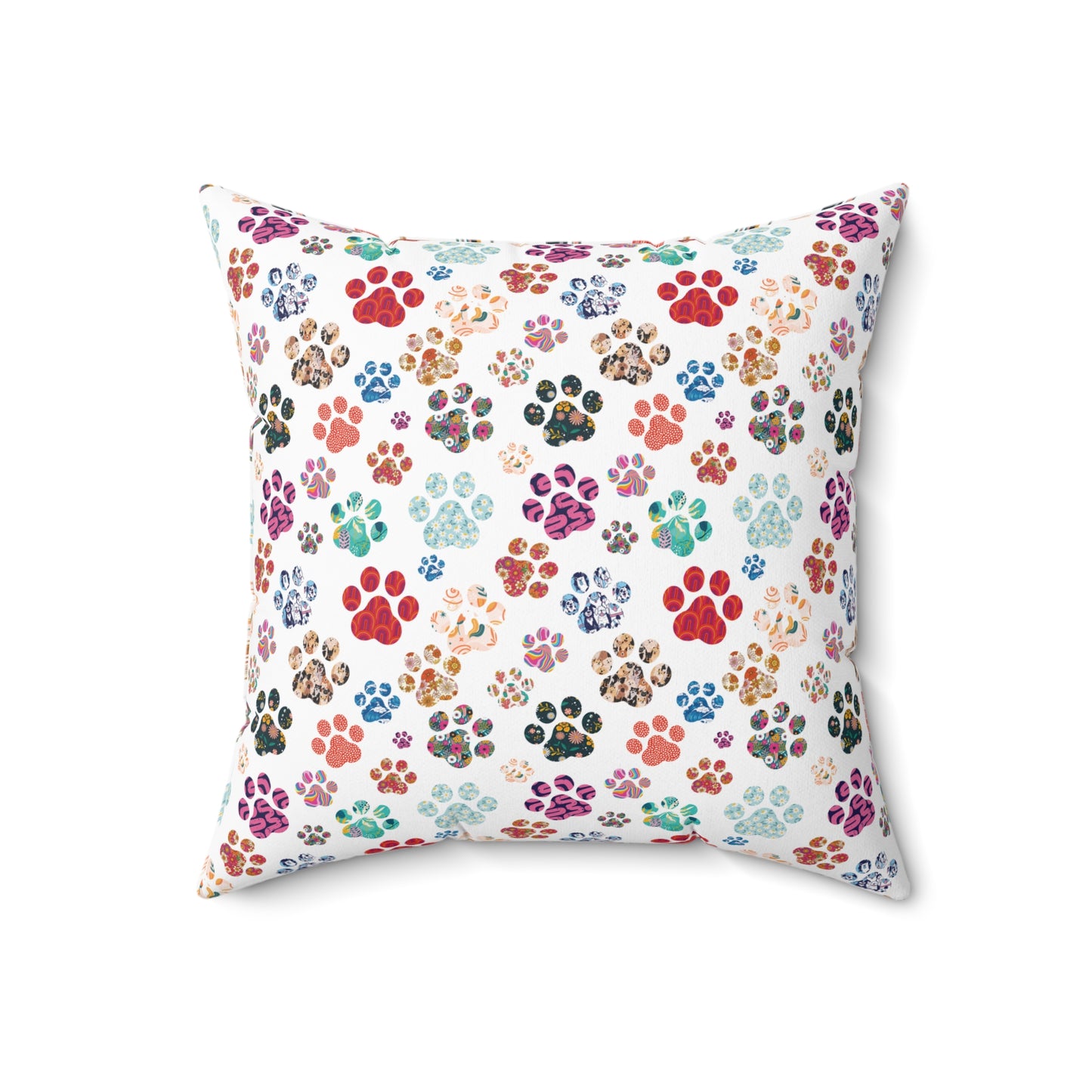 Paw Prints Accent Pillow in Colorful Boho Design