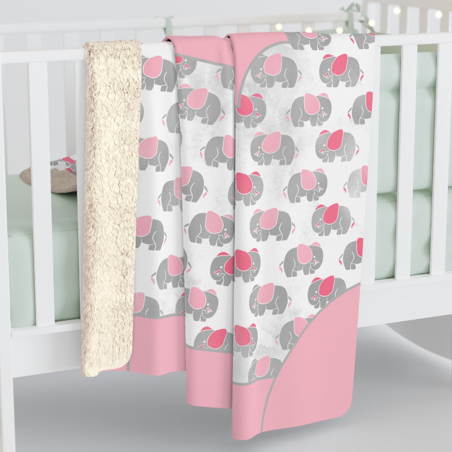 Elephants, Pink and Gray, Personalized