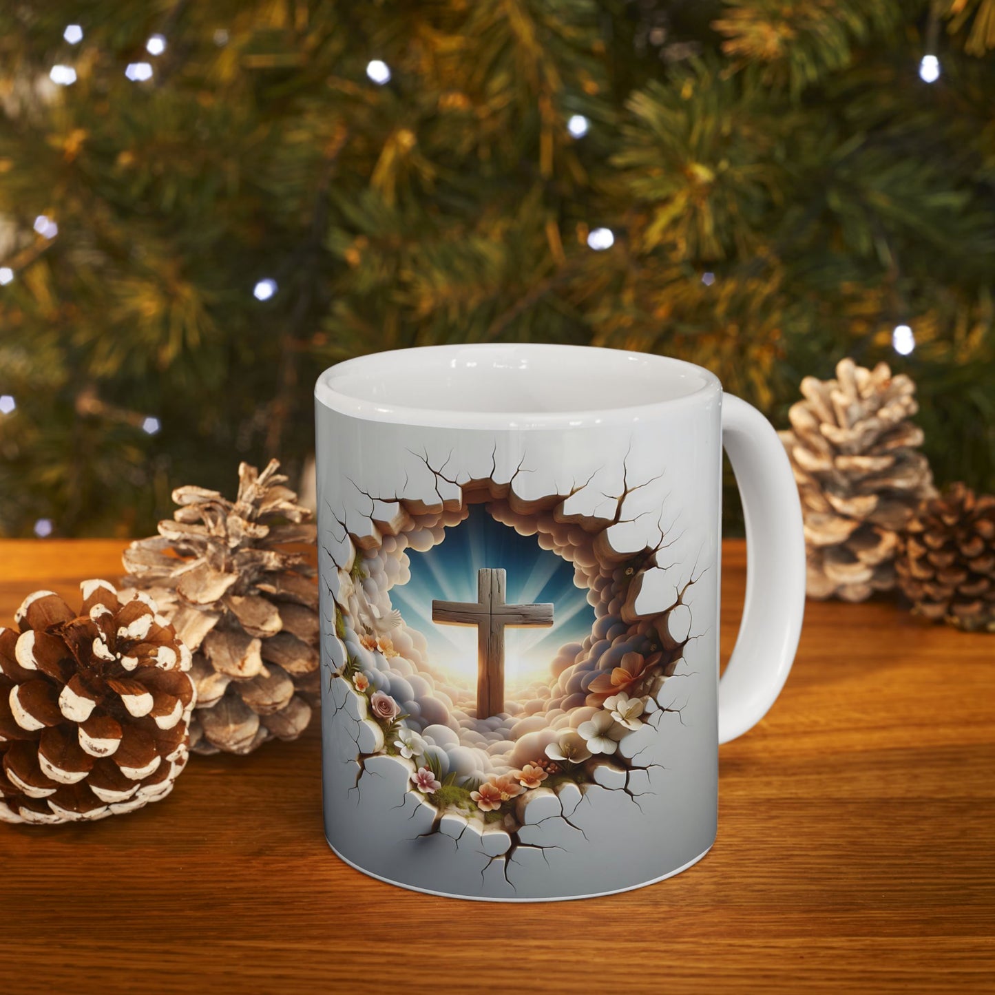 The Cross in Heavenly Clouds, Ceramic Mug, 11oz, 15oz