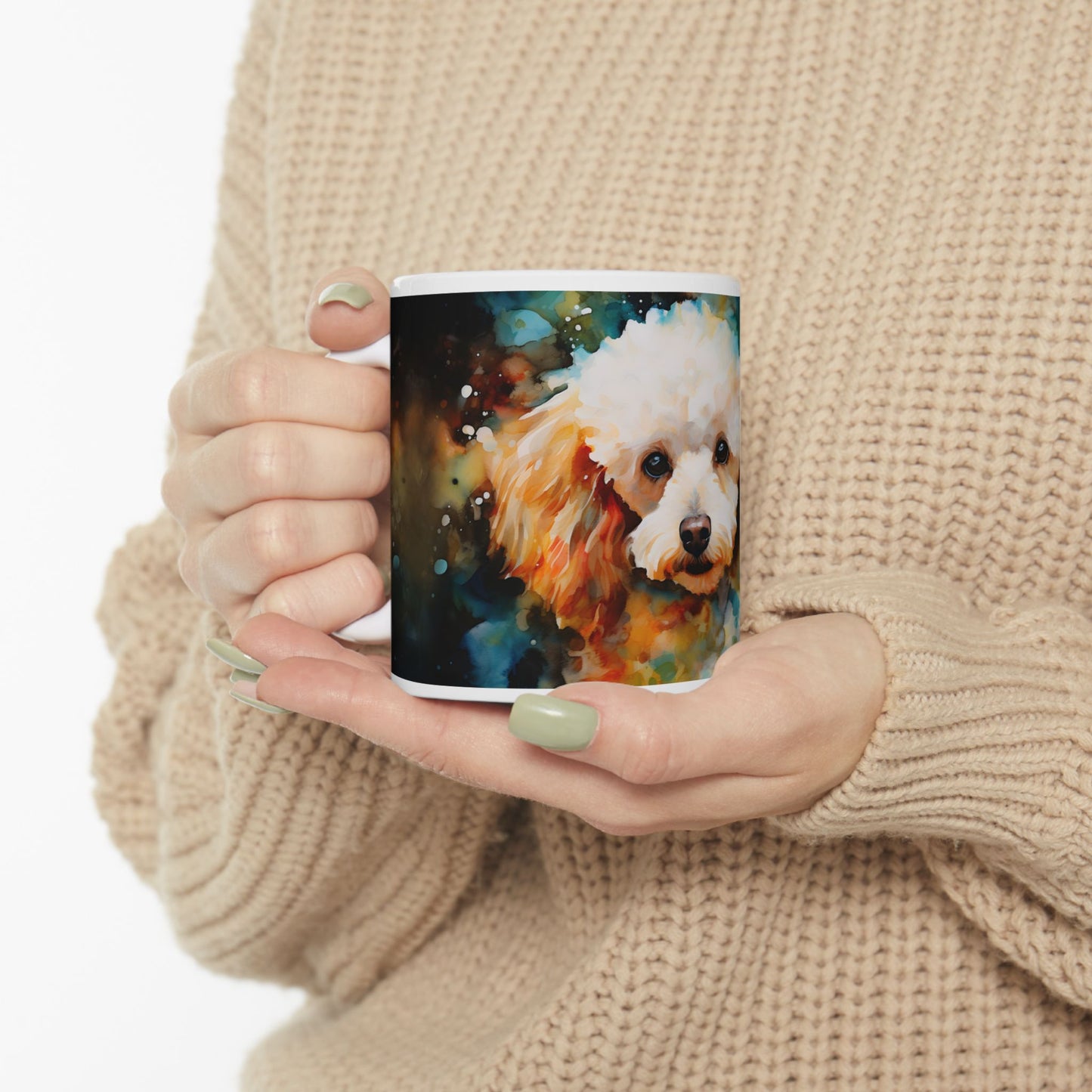 Poodle Coffee Mug — Colorful Watercolor Poodle Ceramic Mug (11oz, 15oz)