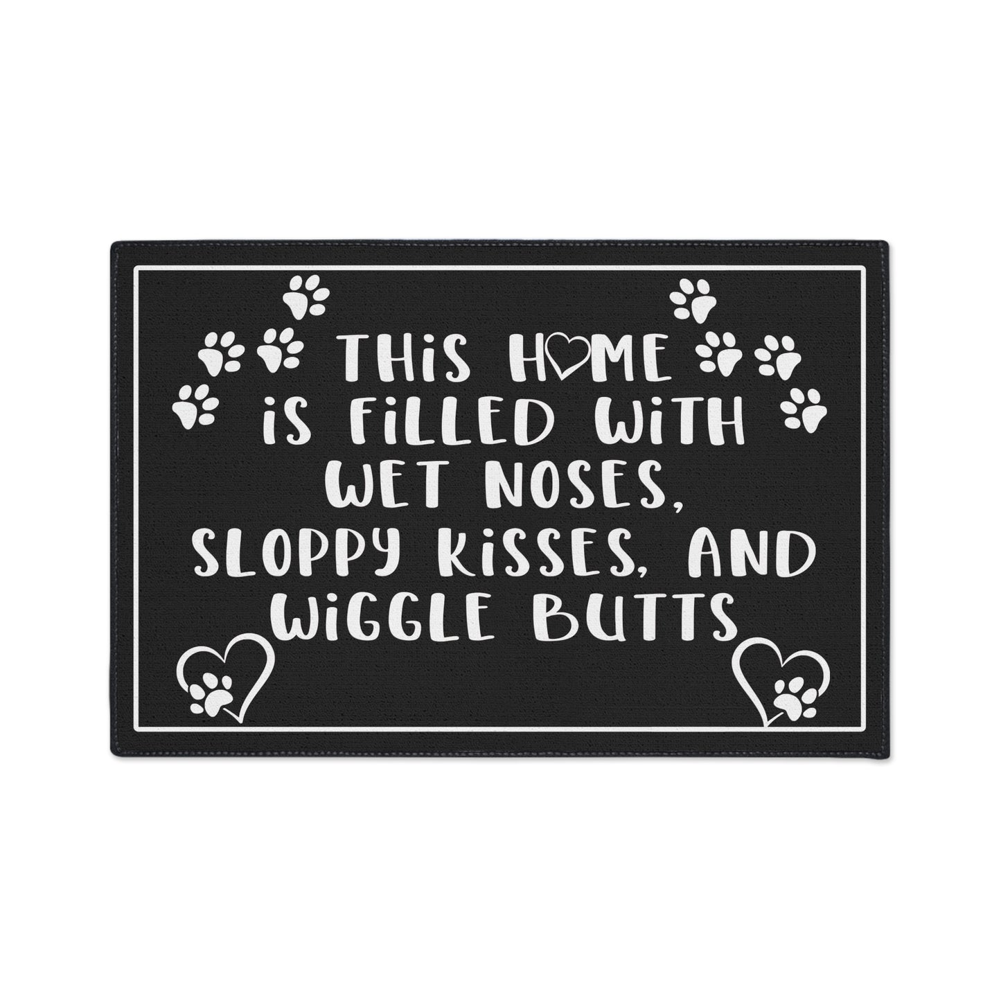 Welcoming Mat, Funny Quote 'This Home is Filled... Wiggle Butts' Black and White