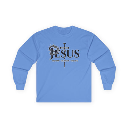 Jesus Cross, "The Way The Truth The Life", John 14:6  - Long Sleeve Gildan Tee
