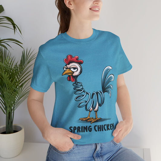 Spring Chicken T‑Shirt — Funny Cartoon Rooster Tee