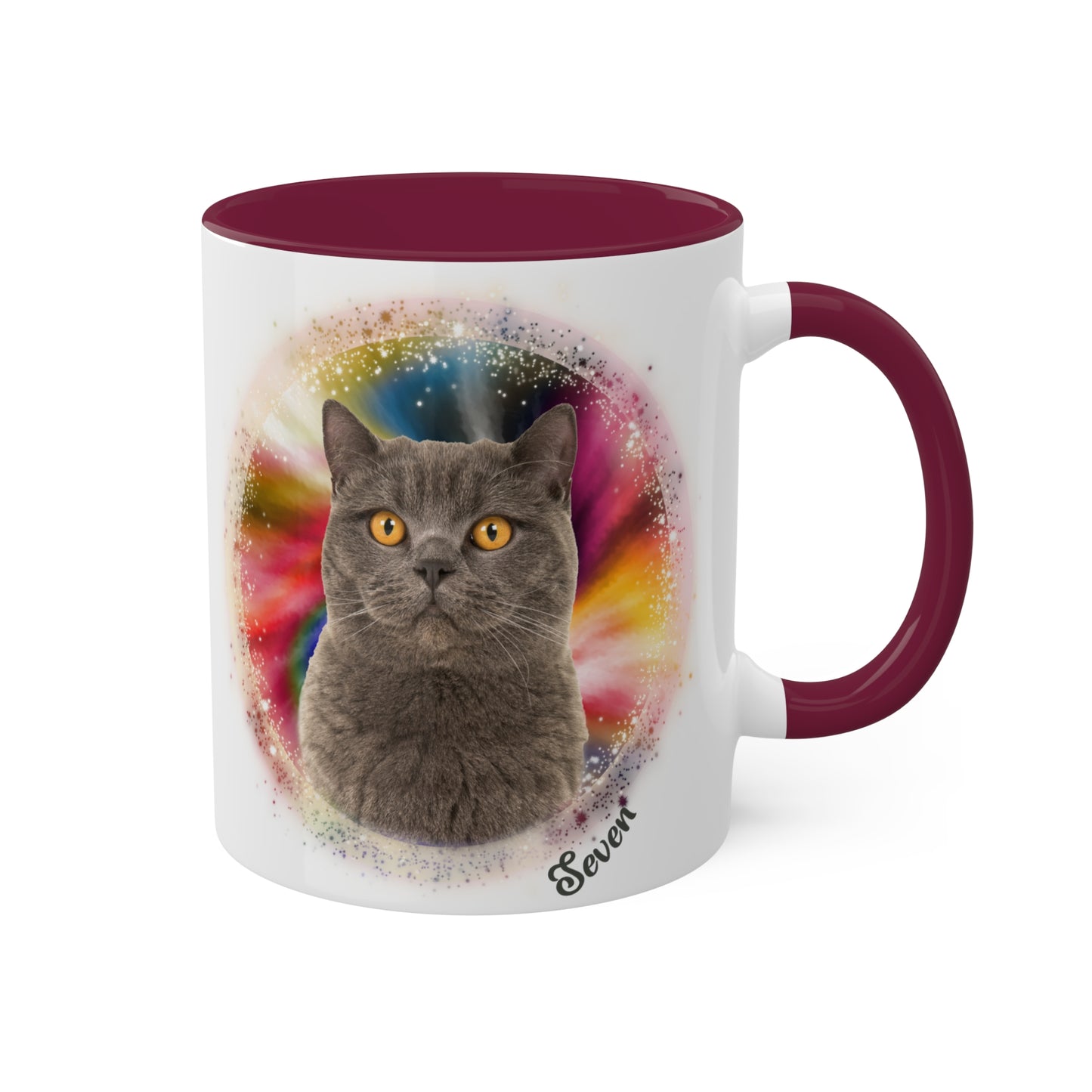 Rainbow Tie Dye, Custom Pet Photo and Name Coffee Mug, 11oz