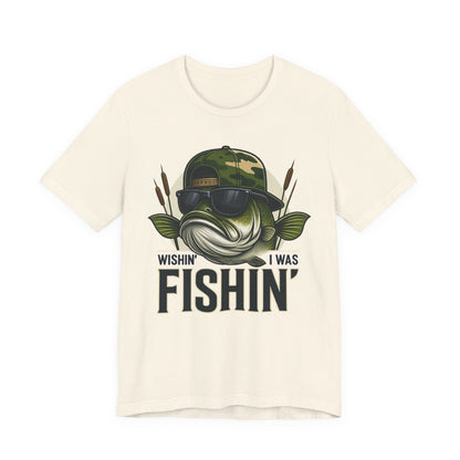 Wishin' I Was Fishin' T-Shirt — Funny Bass Fishing Tee for Anglers