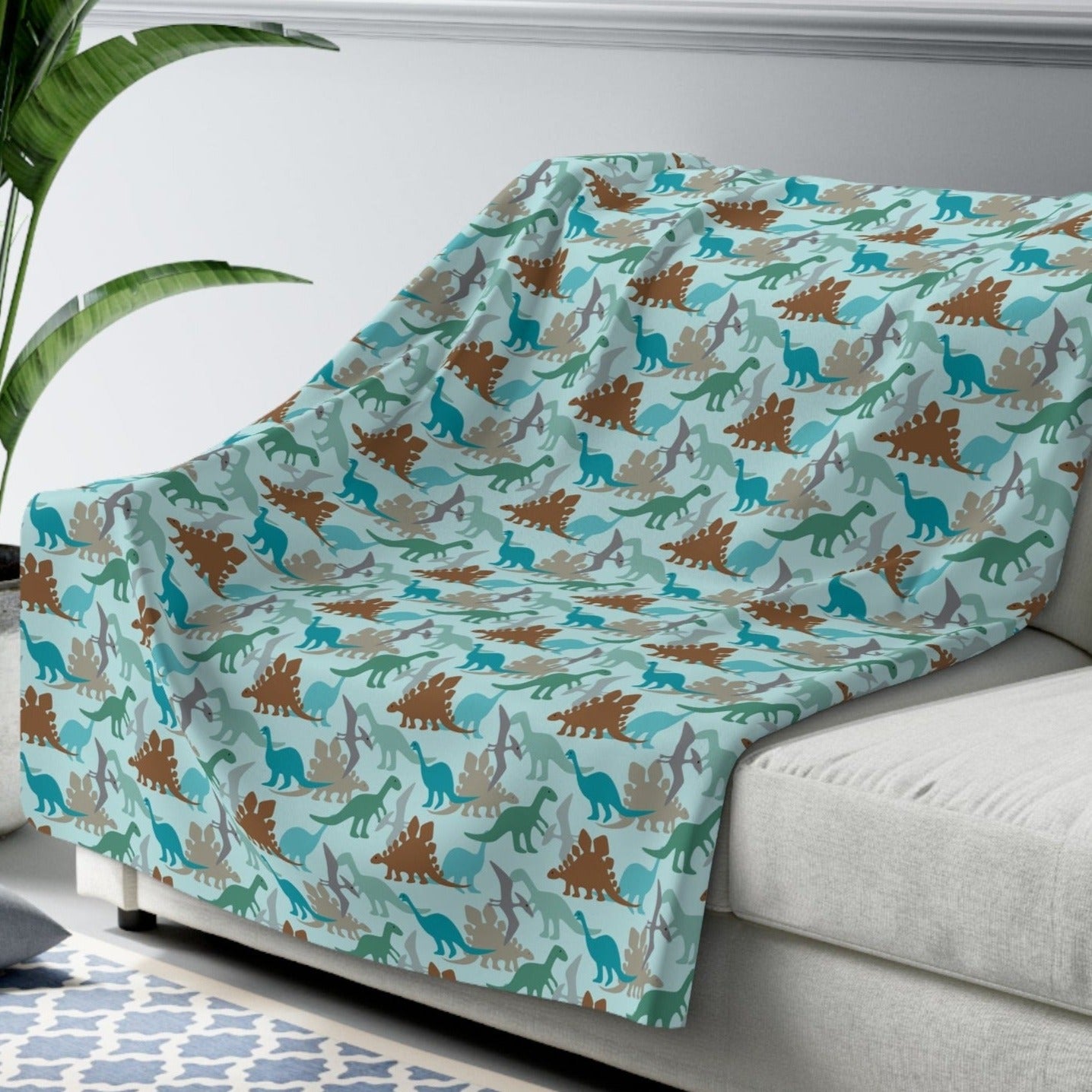 Dinosaurs Teal Backing