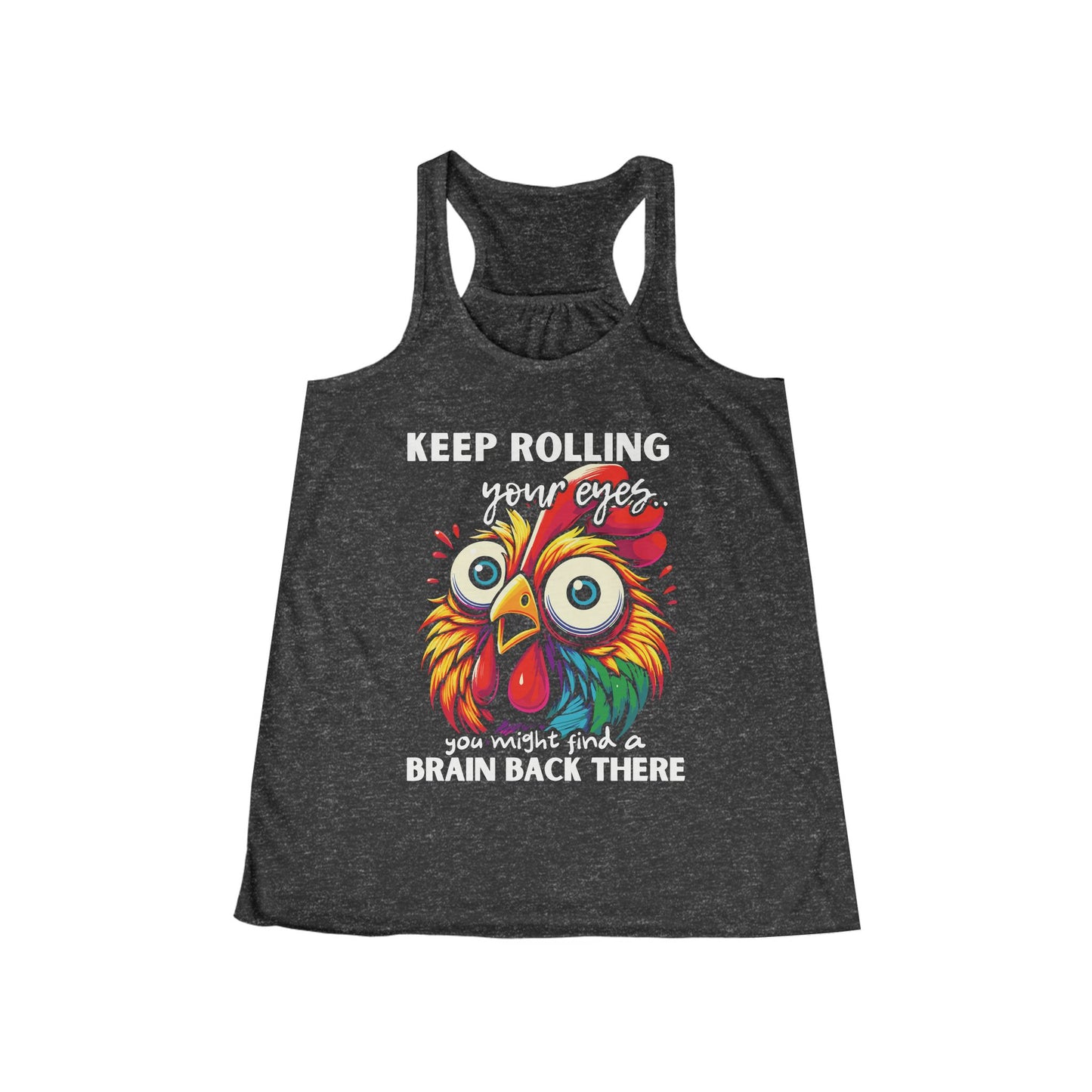 Wide Eyed Chicken  — Women's Flowy Racer Back Tank Top