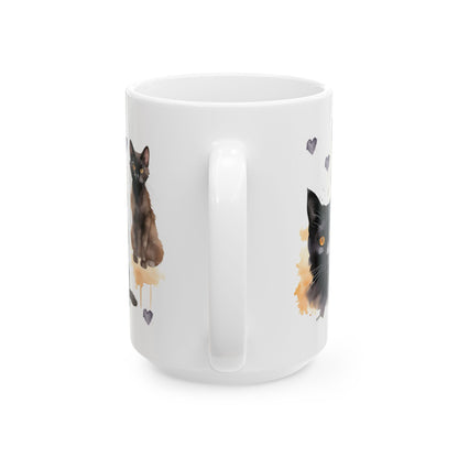 Cat Lover Coffee Mug - Black Cats Forever Ceramic Coffee Cup, 11oz & 15oz