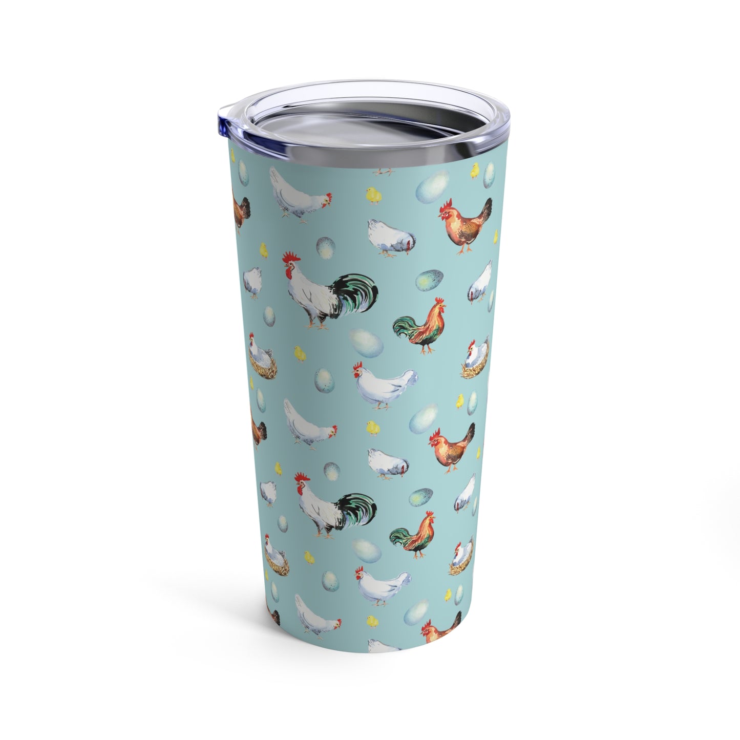 Chicken, Rooster and Eggs, Stainless Steal Insulated 20oz Tumbler with Lid