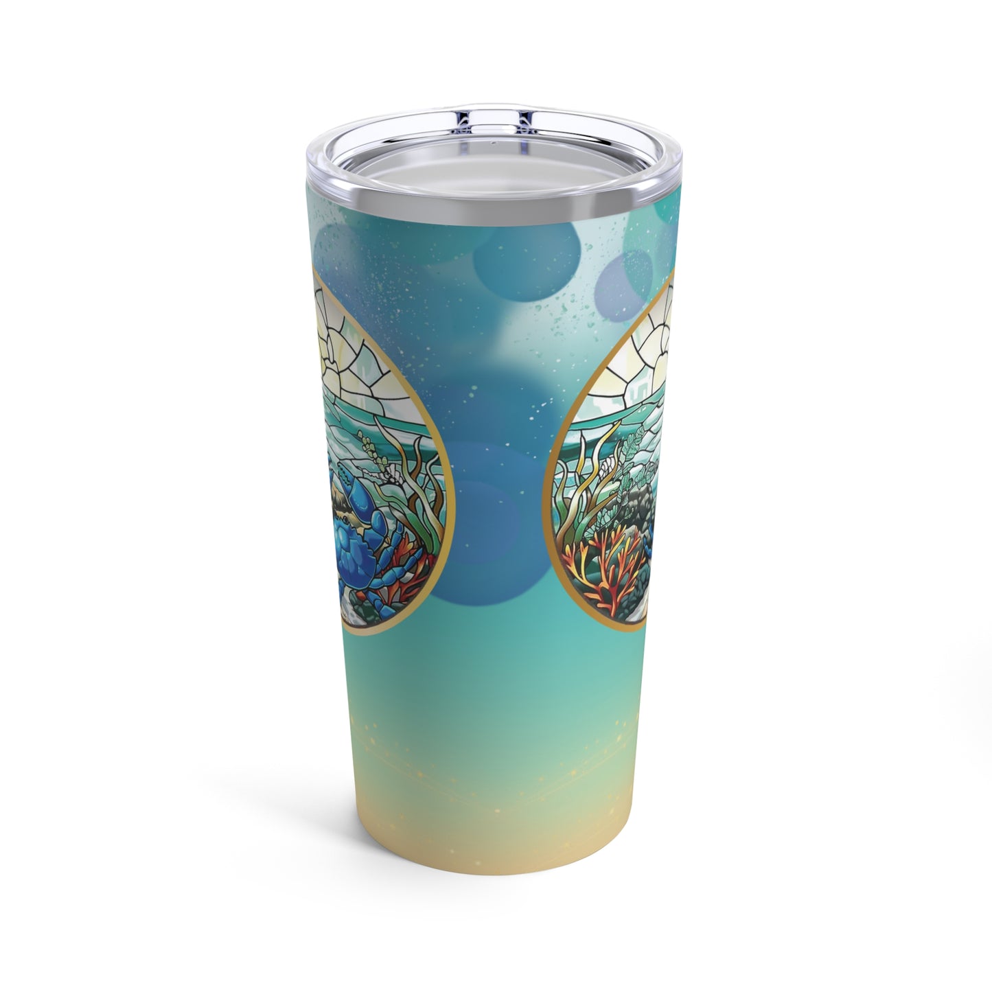 Insulated Tumbler, Blue Crab Stained Glass, 20oz