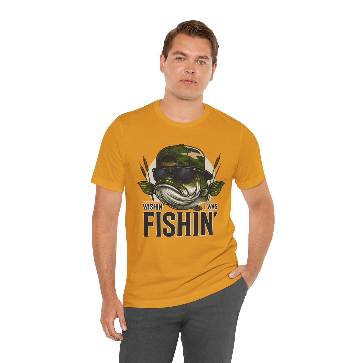 Wishin' I Was Fishin' T-Shirt — Funny Bass Fishing Tee for Anglers