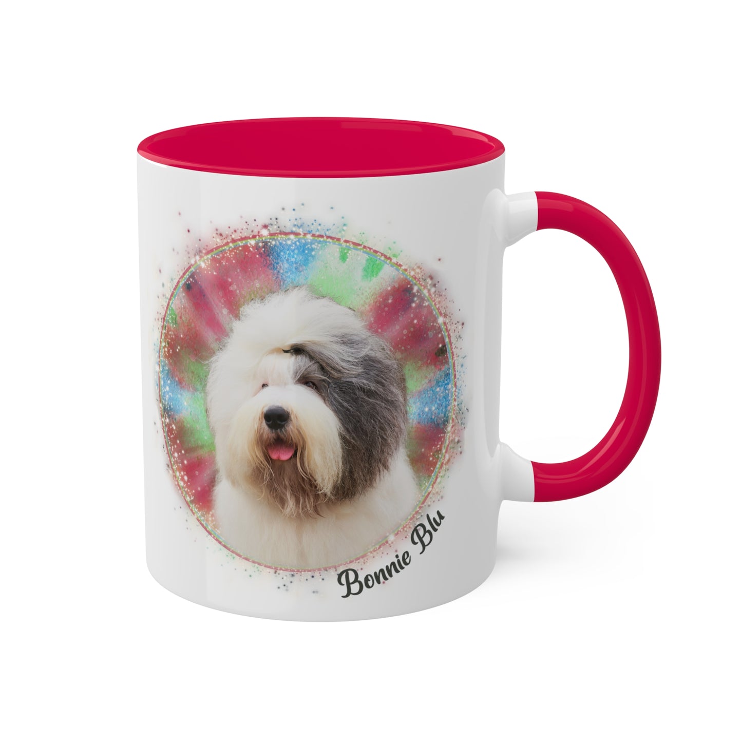 Colorful Tie Dye Pet Photo and Name Mug