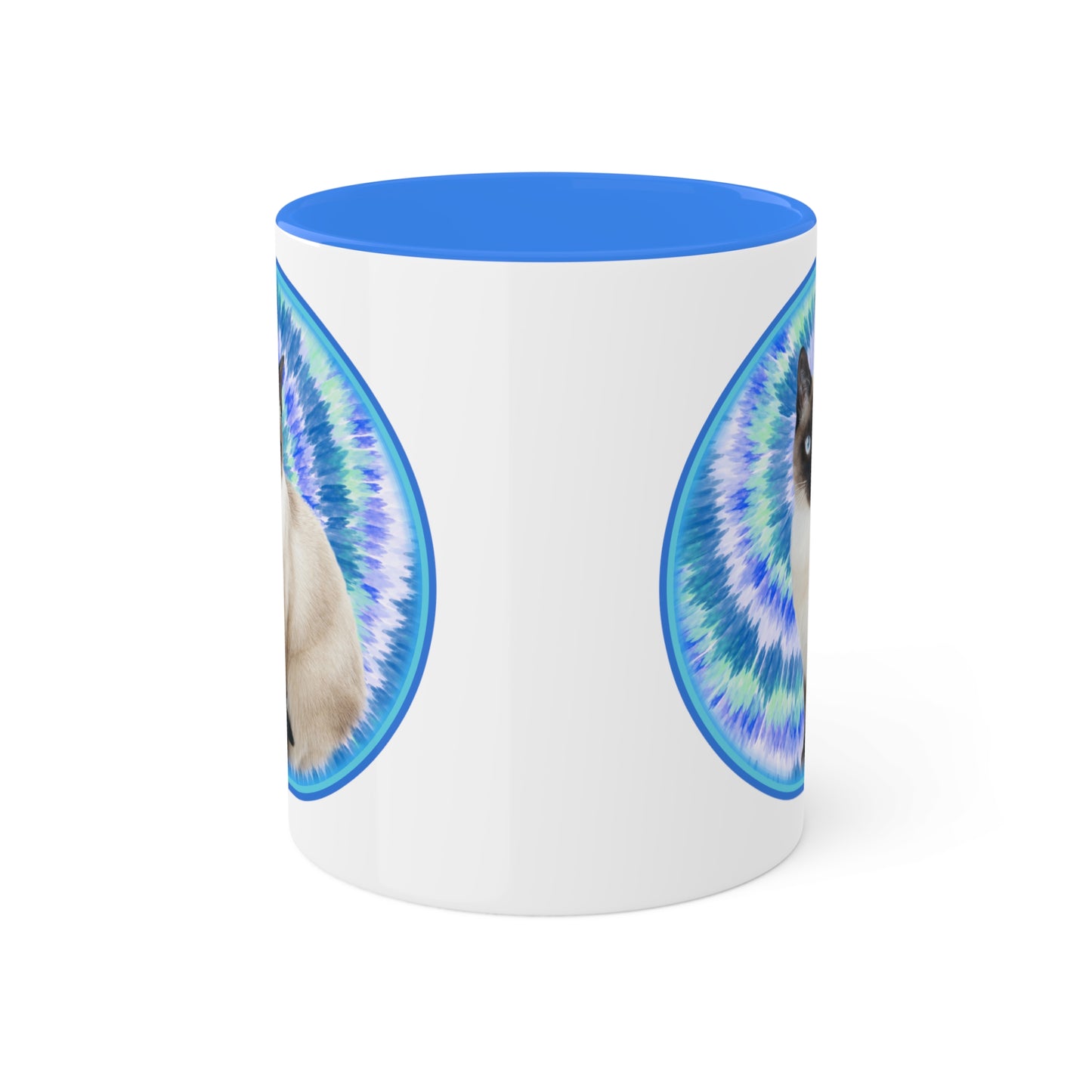 Customized Pet Photo Coffee Mug, Blue Swirl Tie Dye, 11oz