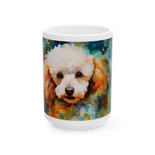 Poodle Coffee Mug — Colorful Watercolor Poodle Ceramic Mug (11oz, 15oz)
