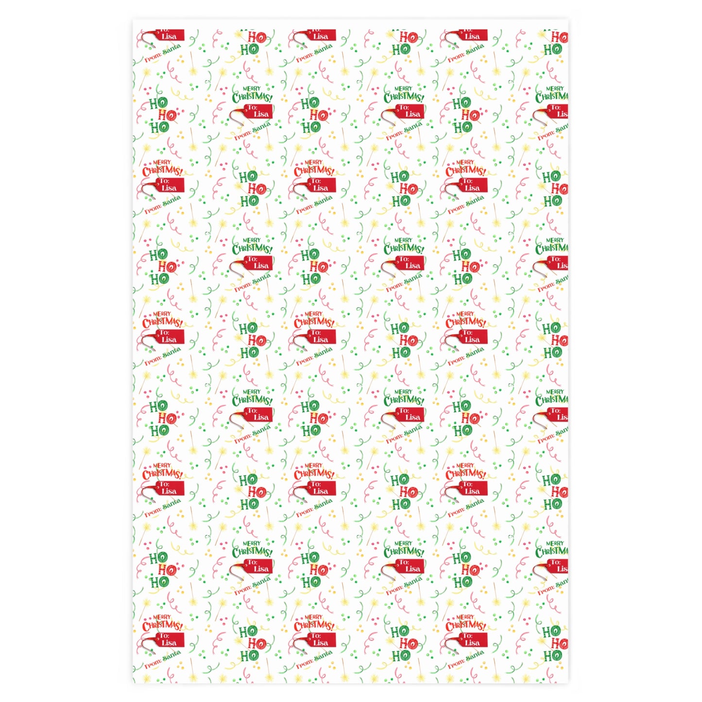 Personalized, Christmas Wrapping Paper - Ho Ho Ho