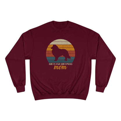 Shetland Sheepdog Mom Sunset – Retro Sunset Dog Mom Champion Crewneck Top