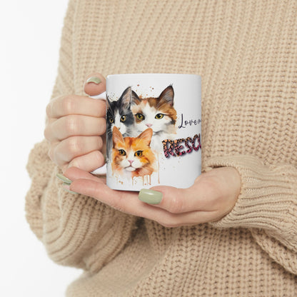 Cat Rescue Coffee Mug — "Love My Rescues" Ceramic Coffee Mug (11oz & 15oz)