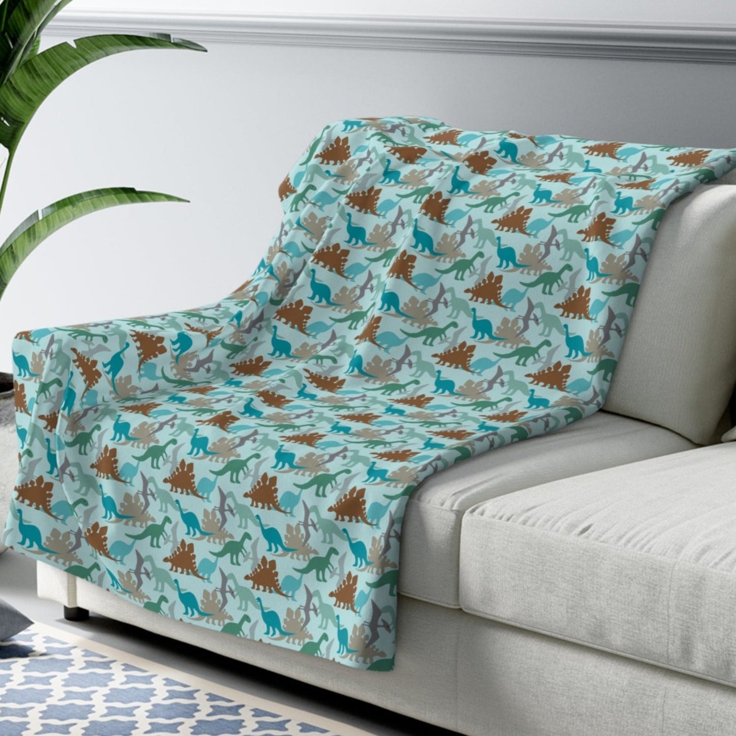 Dinosaurs Teal Backing