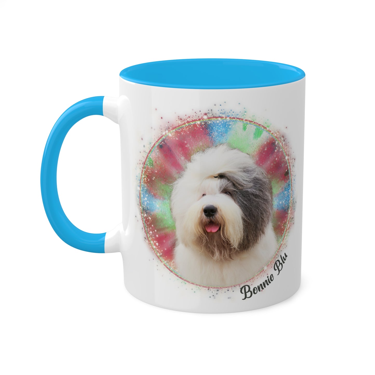 Colorful Tie Dye Pet Photo and Name Mug