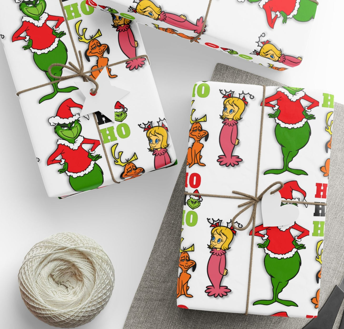 Christmas Wrapping Paper, HoHoHo, Fun, Grinchie and friends