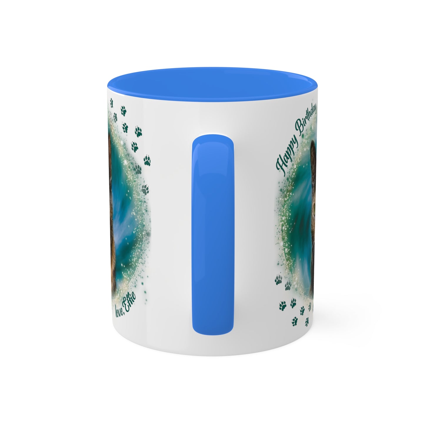 Emarald Green Teal Blue Tie Dye Pet Photo and Name Mug