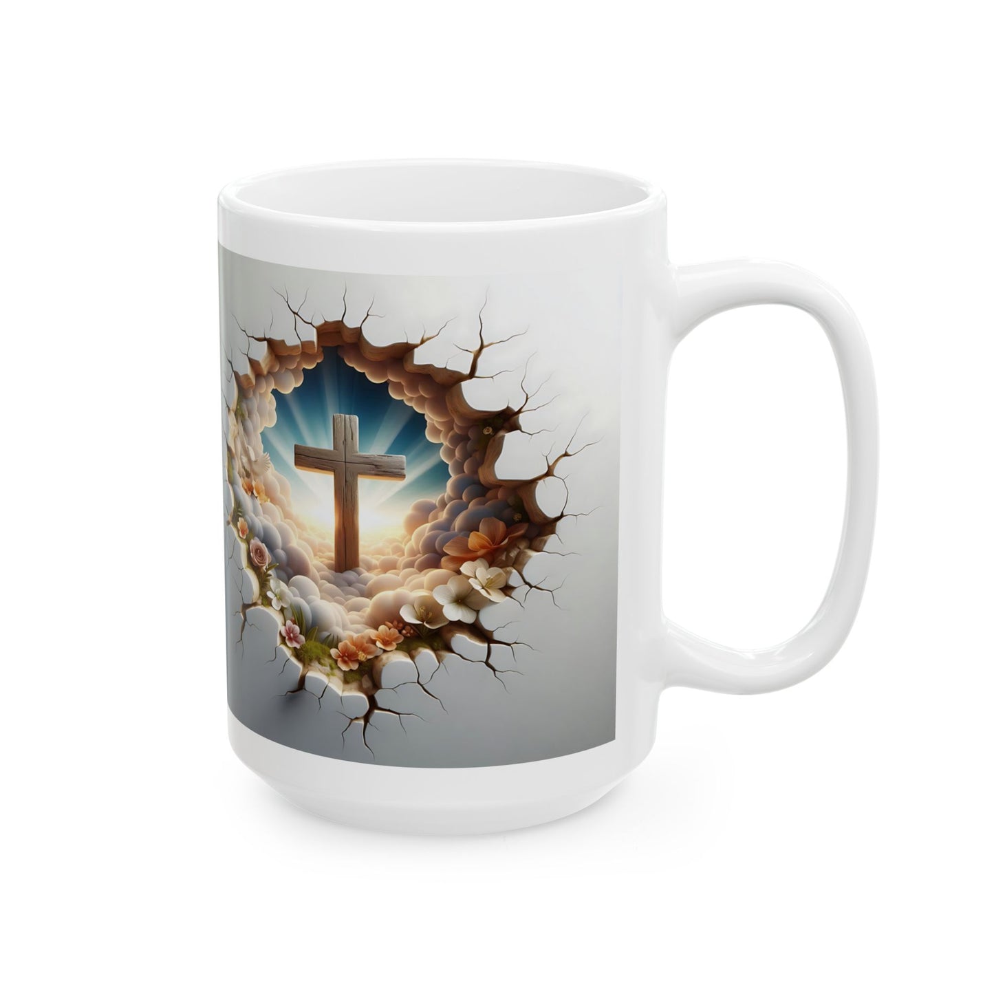 The Cross in Heavenly Clouds, Ceramic Mug, 11oz, 15oz