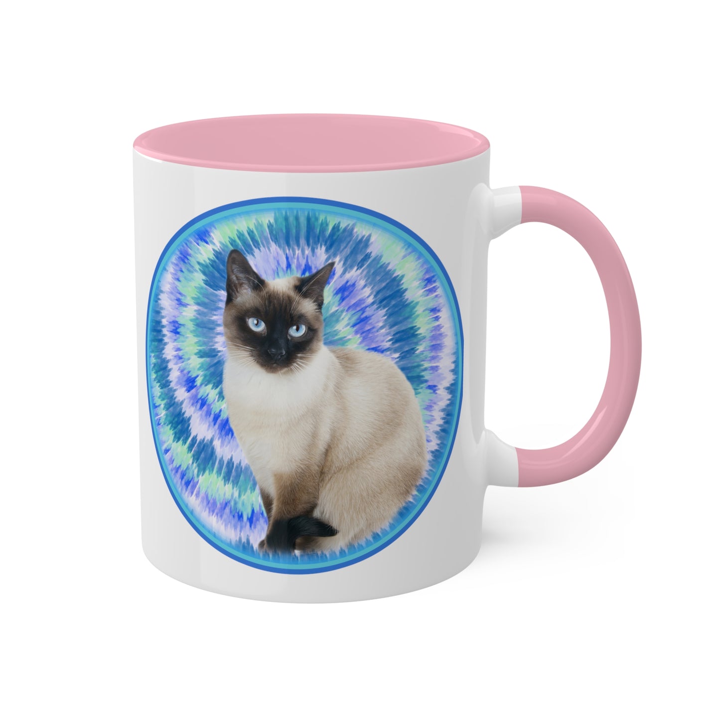 Customized Pet Photo Coffee Mug, Blue Swirl Tie Dye, 11oz