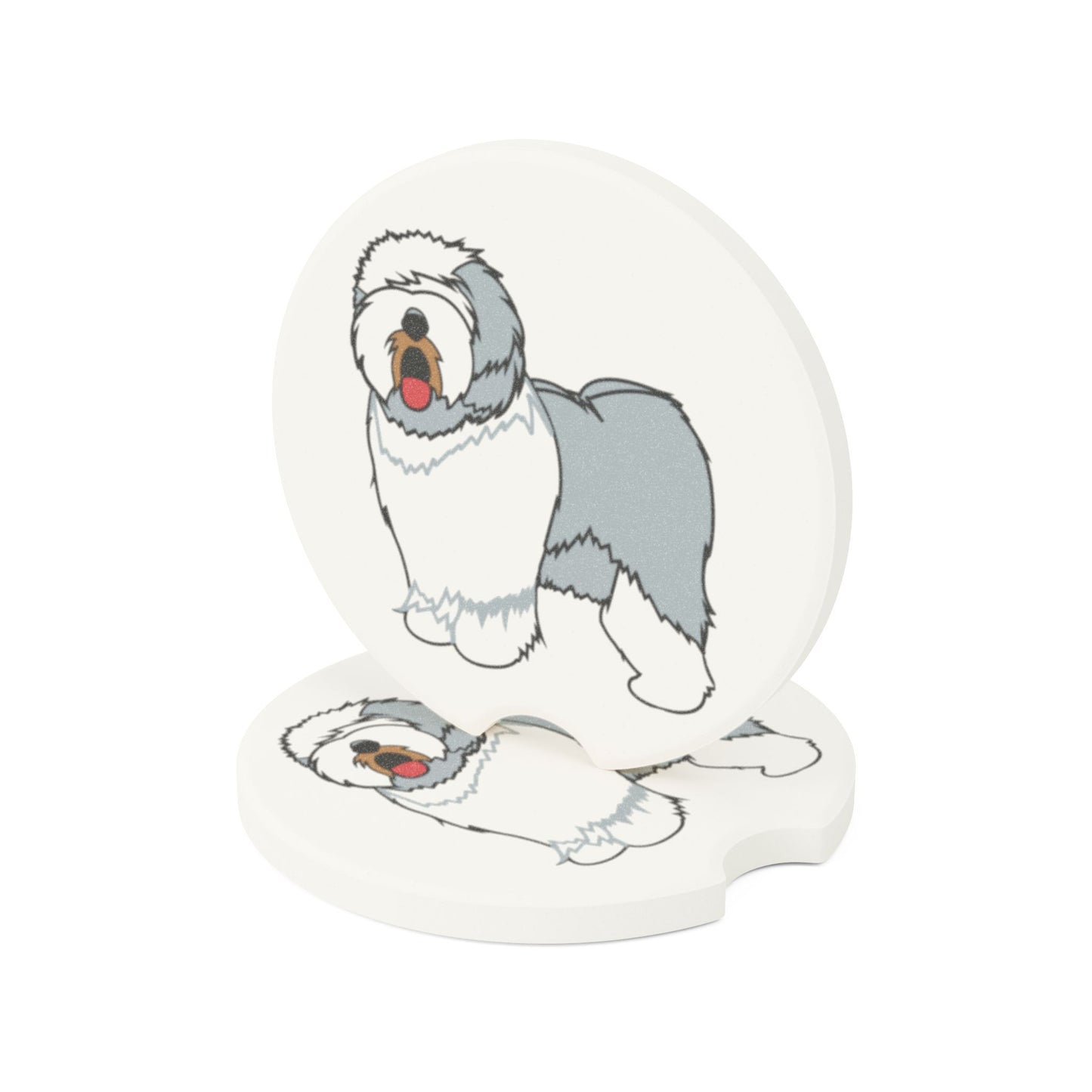 Old English Sheepdog Soapstone Car Coaster