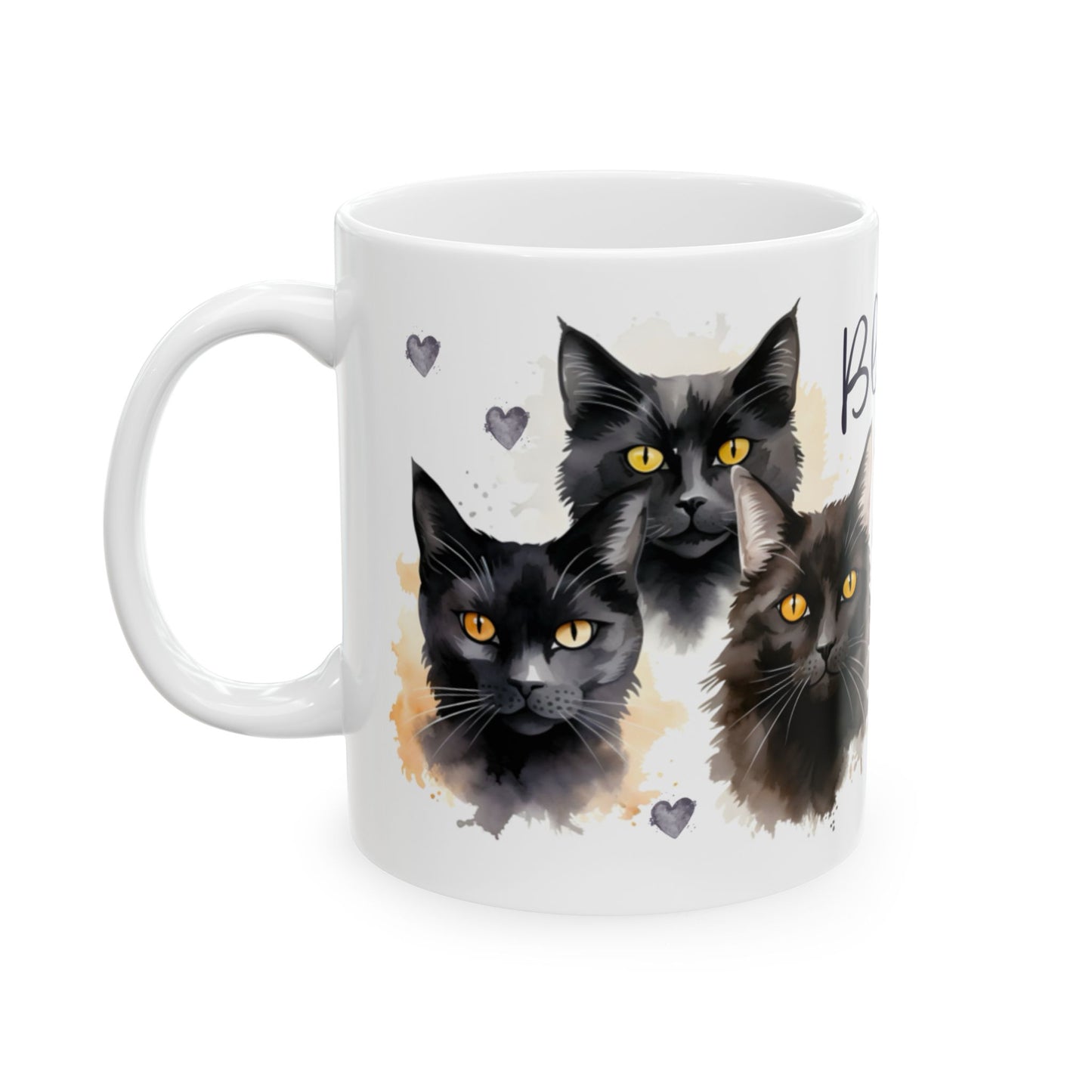 Cat Lover Coffee Mug - Black Cats Forever Ceramic Coffee Cup, 11oz & 15oz