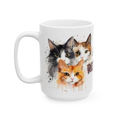 Cat Rescue Coffee Mug — "Love My Rescues" Ceramic Coffee Mug (11oz & 15oz)