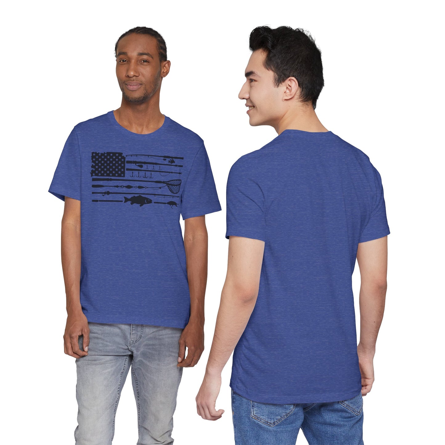 Fishing Gear American Flag T‑Shirt — Angler Rods & Lures Patriotic Tee