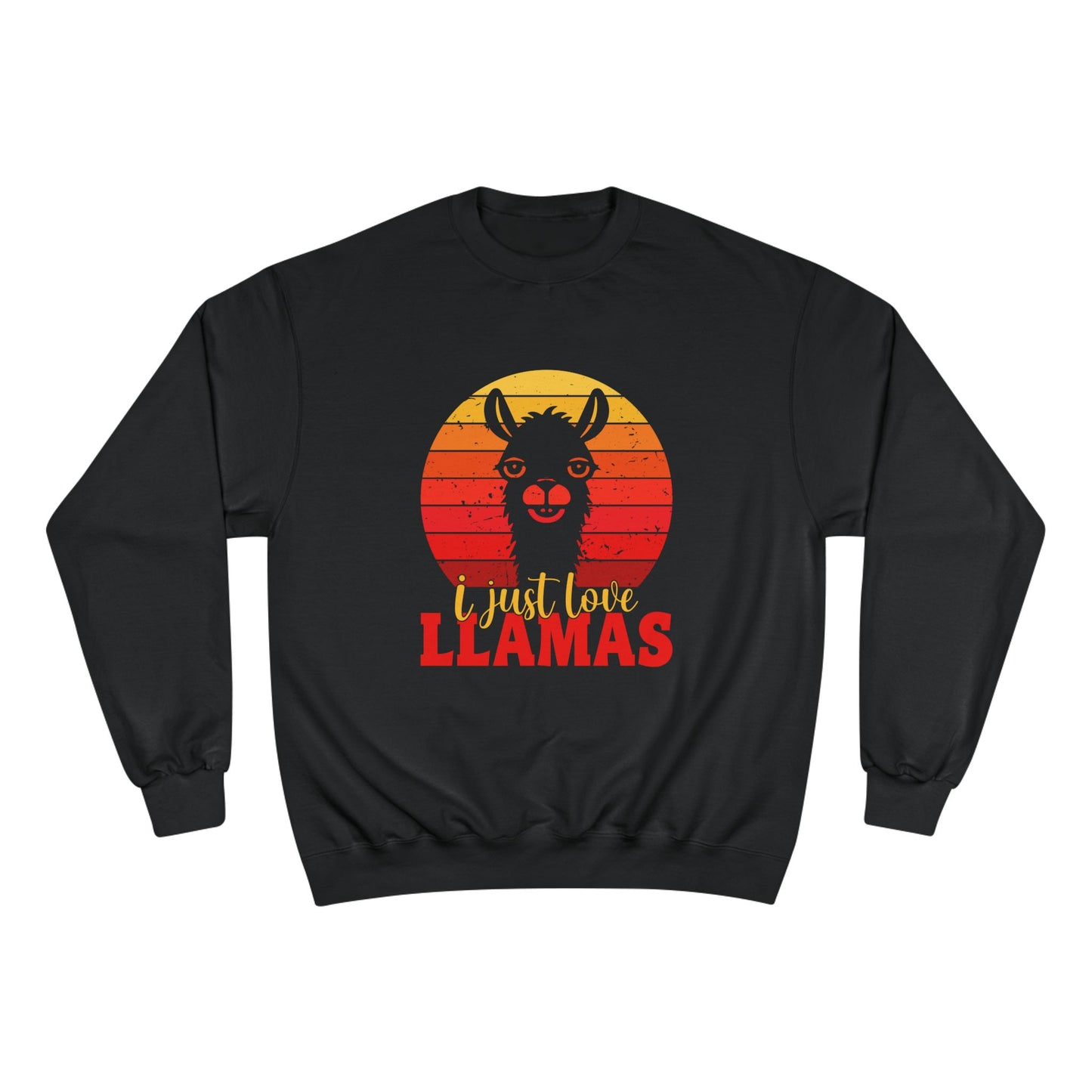 Llama Sunset, I Just Love Llamas - Llama Long Sleeve Champion Crewneck Top
